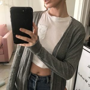 Topshop gray longline cardigan pockets